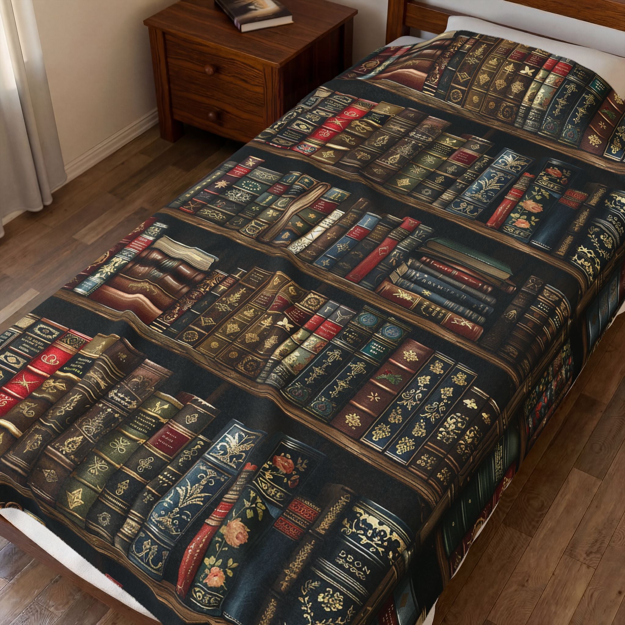 Bookshelf Velveteen Plush Blanket