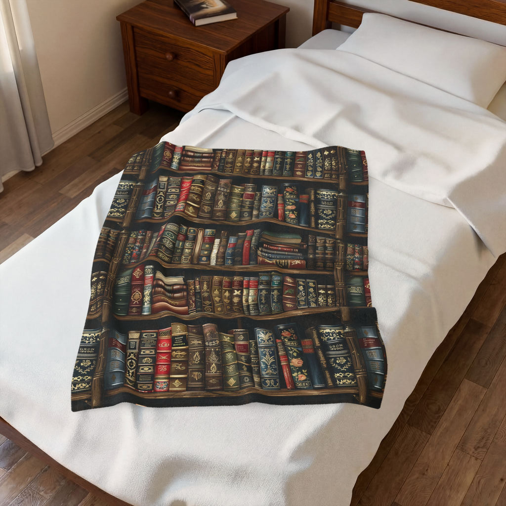 Bookshelf Velveteen Plush Blanket