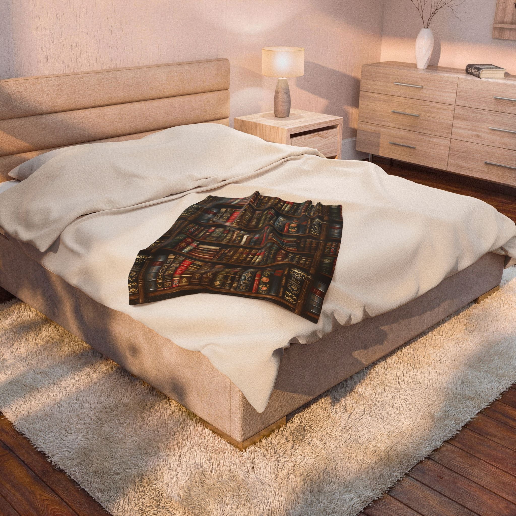 Bookshelf Velveteen Plush Blanket