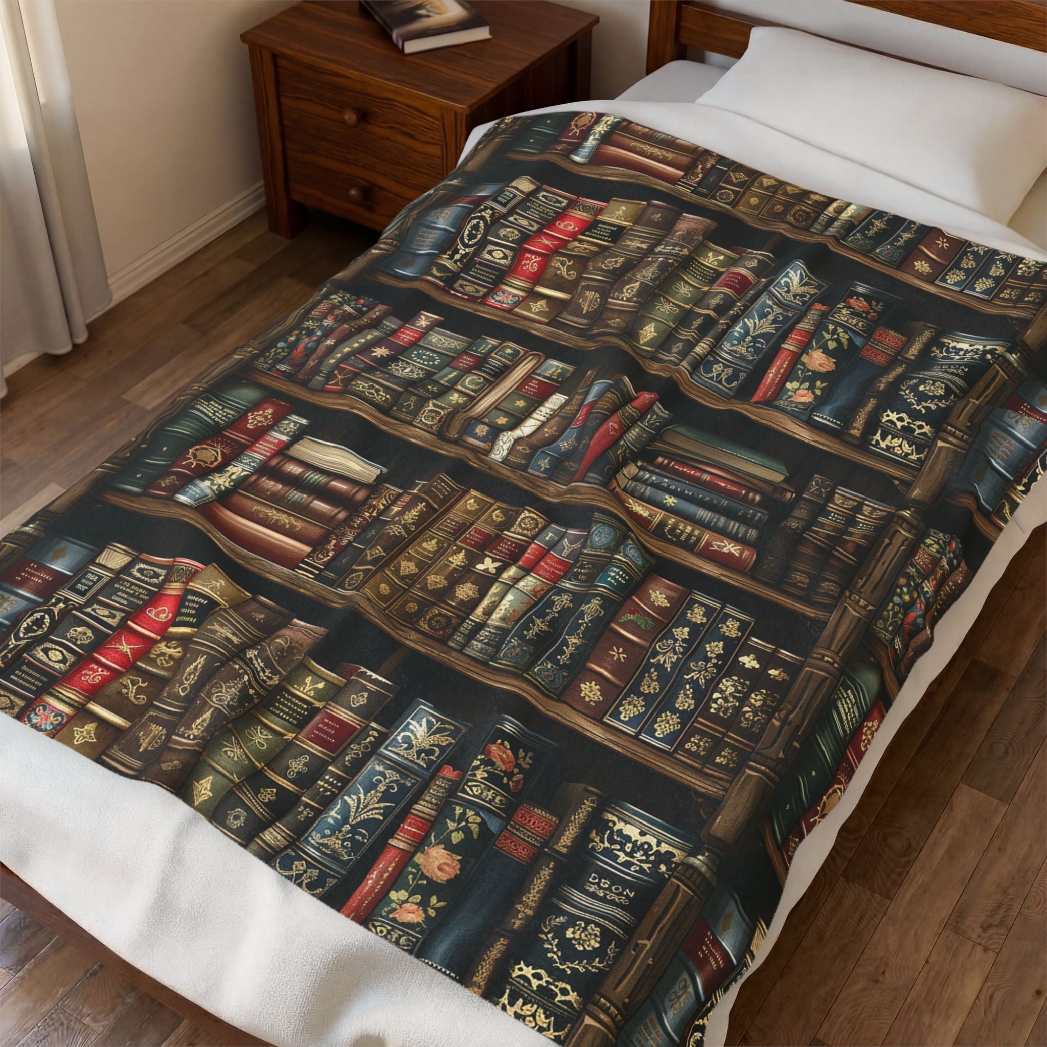 Bookshelf Velveteen Plush Blanket