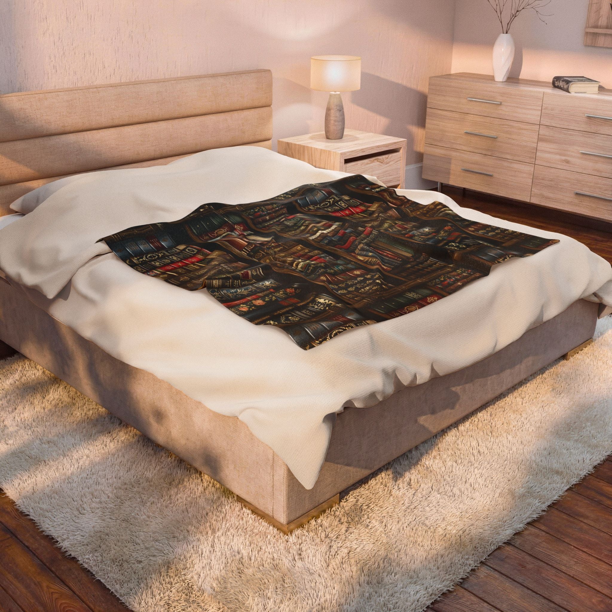 Bookshelf Velveteen Plush Blanket