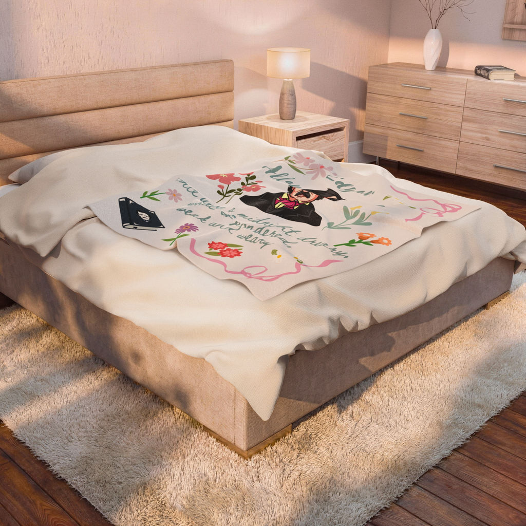 Edgar Allan Poe Reading Blanket Literary Gift for Readers Cozy Book Lover Throw Gothic Author Design with Floral Details