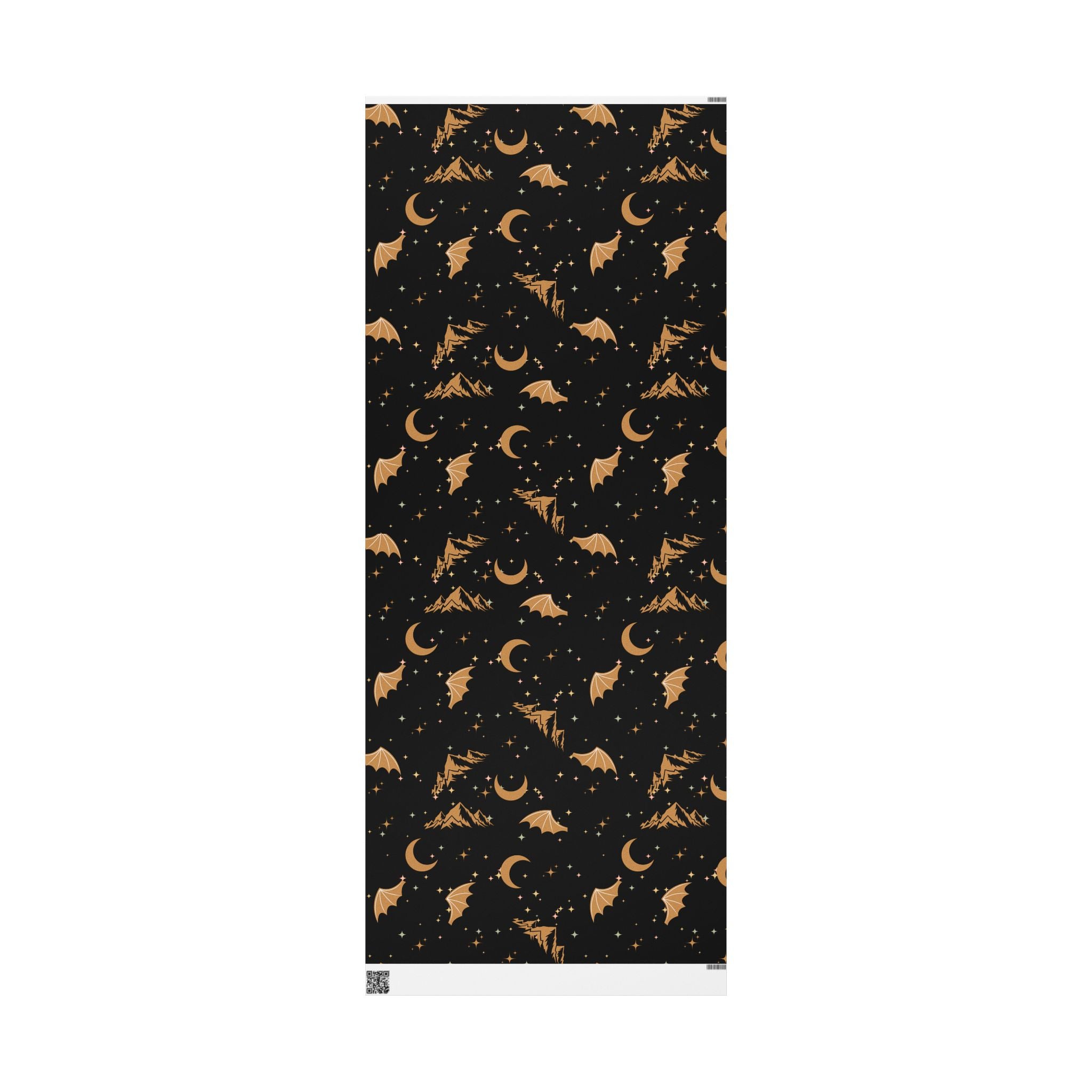 ACOTAR Themed Night Court Wrapping Paper Design Wing Pattern Star Theme Rhysand Gift Wrap Black Gold Decor Mountain Art Fantasy Gift Wrap