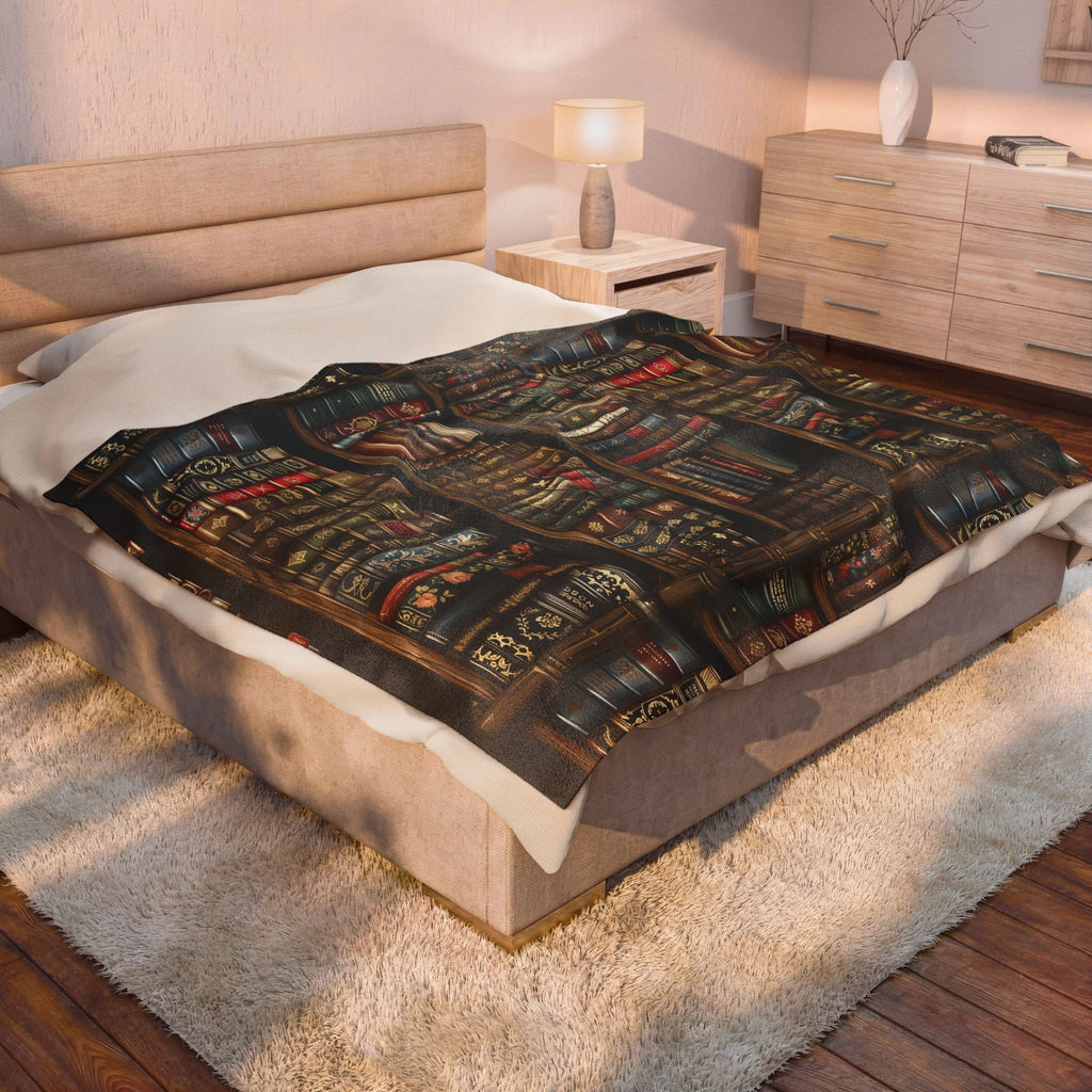 Bookshelf Velveteen Plush Blanket