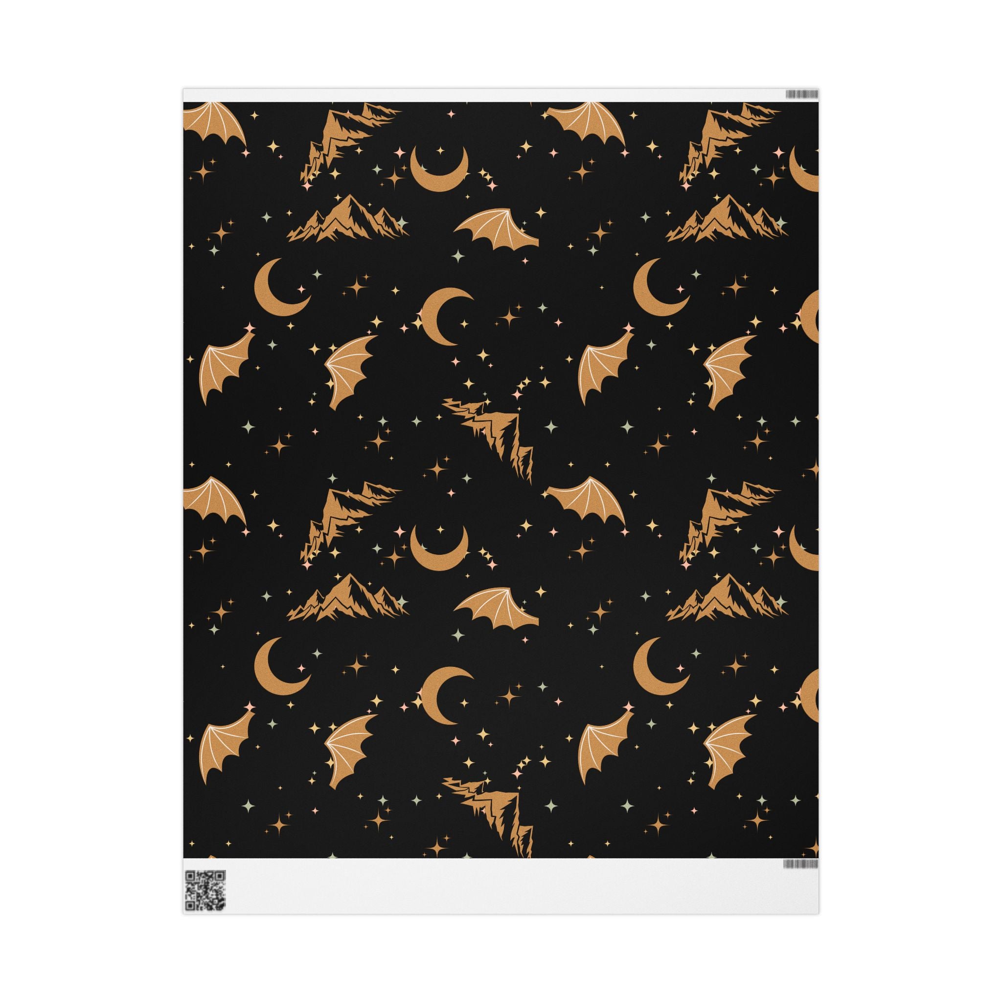ACOTAR Themed Night Court Wrapping Paper Design Wing Pattern Star Theme Rhysand Gift Wrap Black Gold Decor Mountain Art Fantasy Gift Wrap