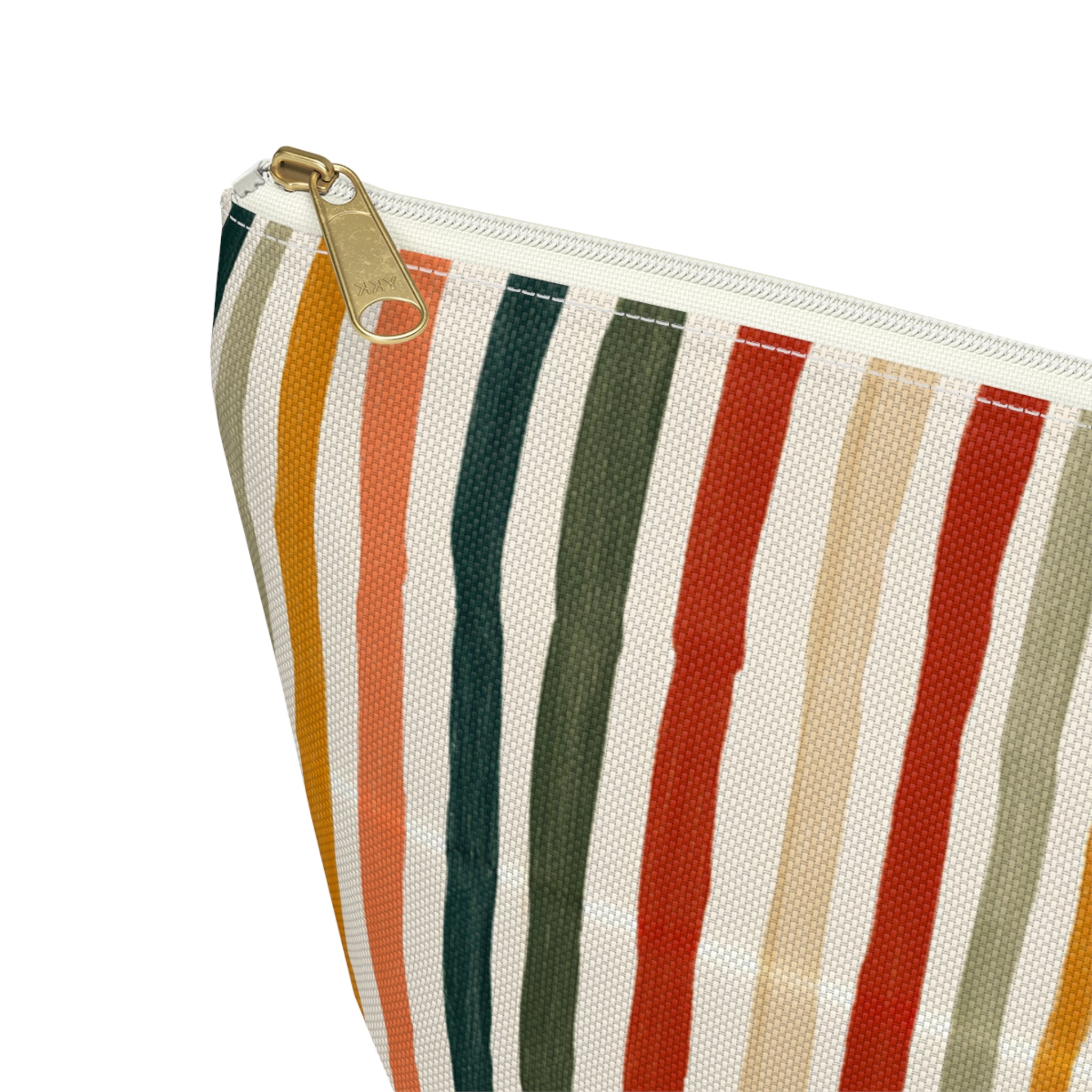 Striped Makeup Bag – Zippered Travel Organizer with Wrist Strap