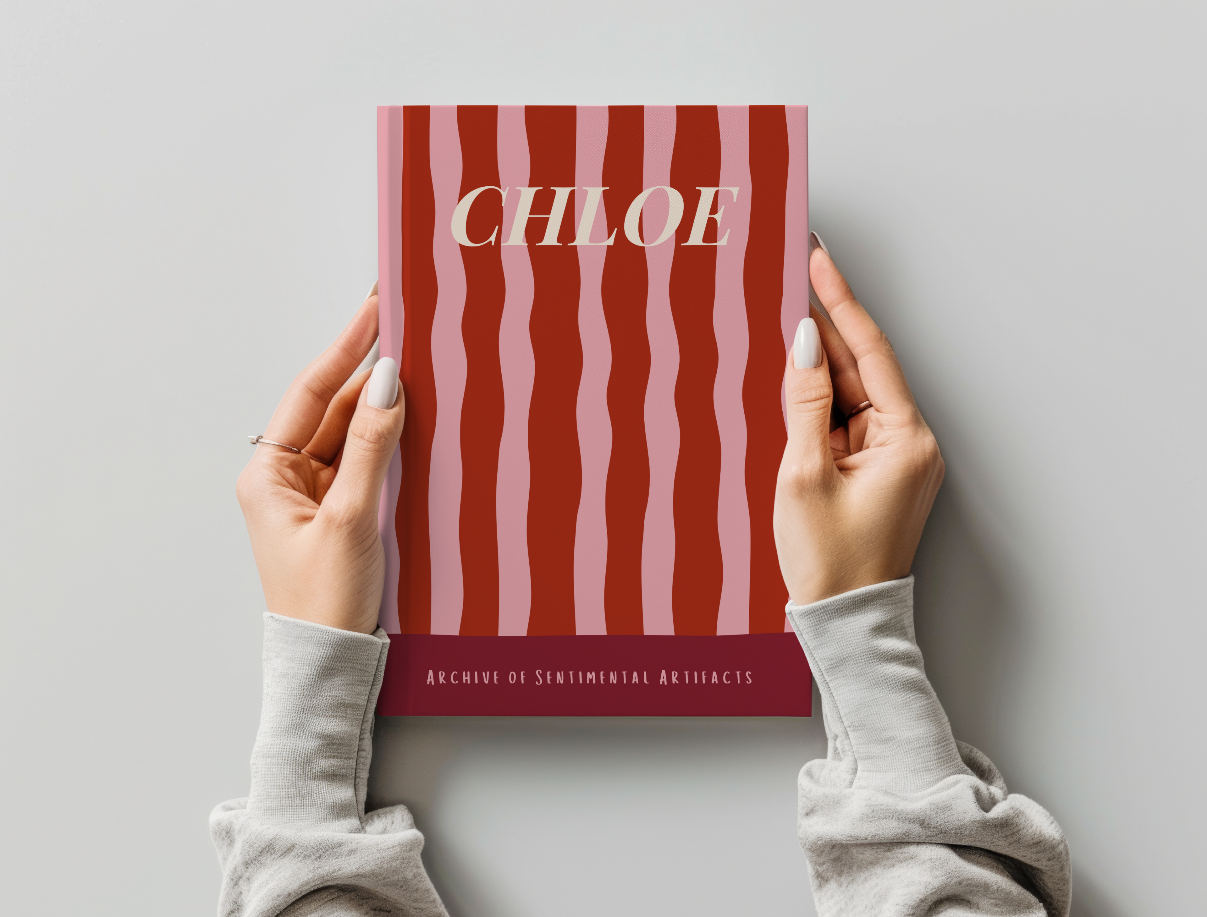 Personalized Retro Wavy Stripe Journal Custom Name Notebook Retro Aesthetic Stationery Gift for Her Daily Writing Journal Gift