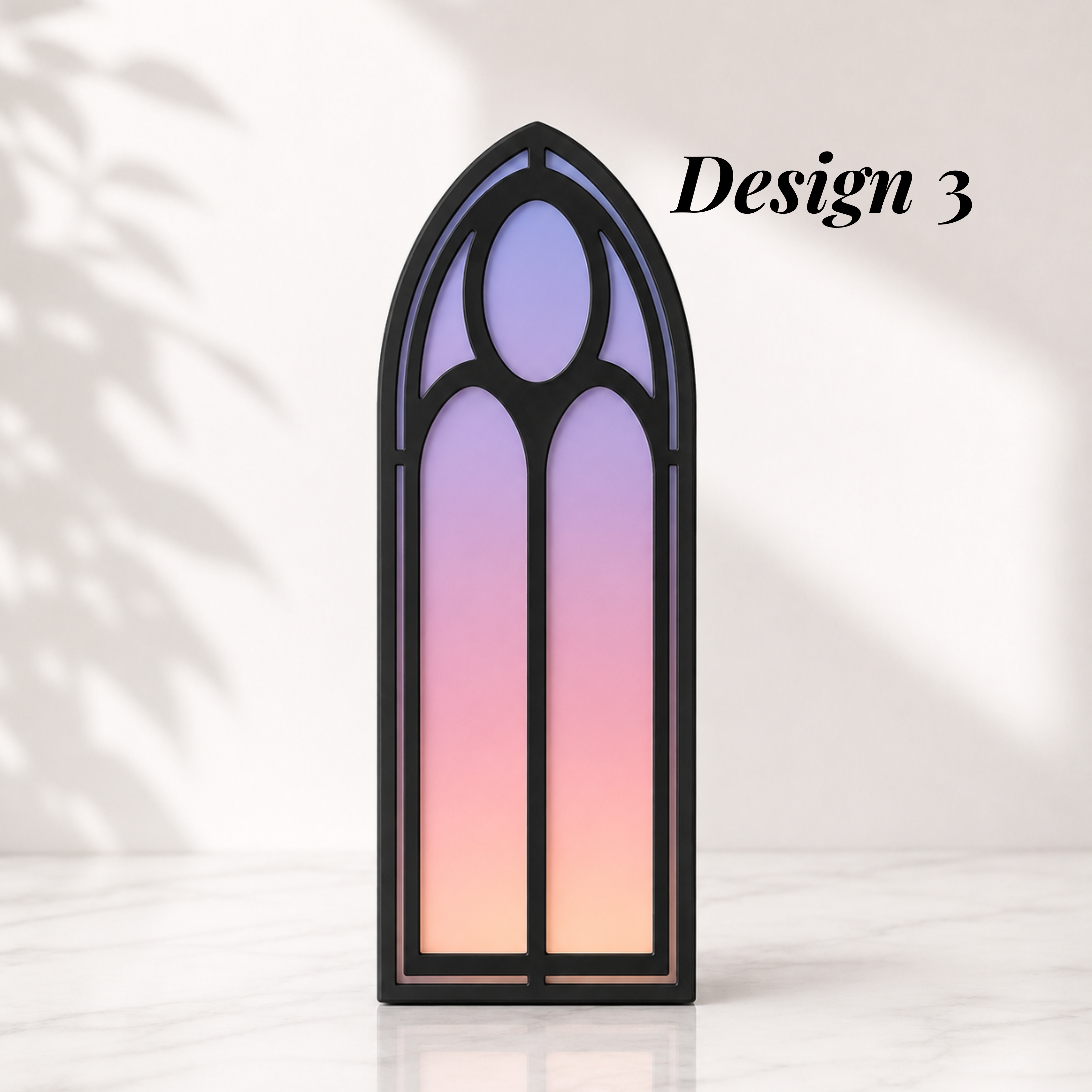 3D Printed Bookmark Organizer Gothic Cathedral Window Design Stained Glass Pattern Holder Three Piece Set Black Frame Colored Glass Cup Storage Back Perfect Book Lover Gift Reading Accessories Desk Display Medieval Architecture Inspired