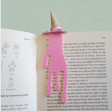 3D Printed Bookmark Clip Ice Cream Design Stands Above Book Pages Secure Attachment Reading Accessory Perfect Gift Book Lovers Cute Novelty Item Available Multiple Color Options Cone Popsicle Style Decorative Page Marker Functional Reading