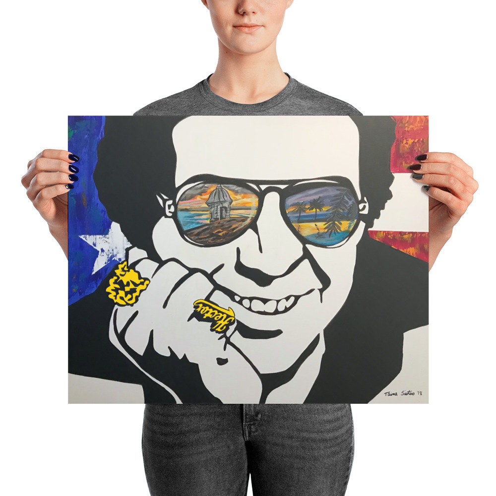 Hector Lavoe Poster: Puerto Rico Flag, Salsa Music Art