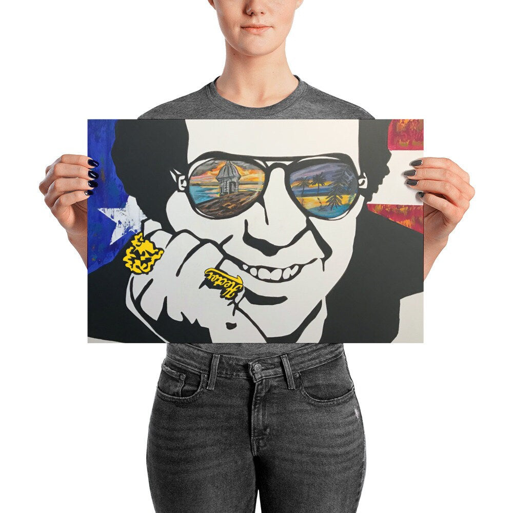 Hector Lavoe Poster: Puerto Rico Flag, Salsa Music Art