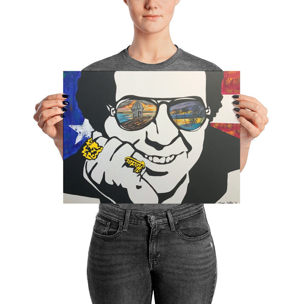 Hector Lavoe Poster: Puerto Rico Flag, Salsa Music Art
