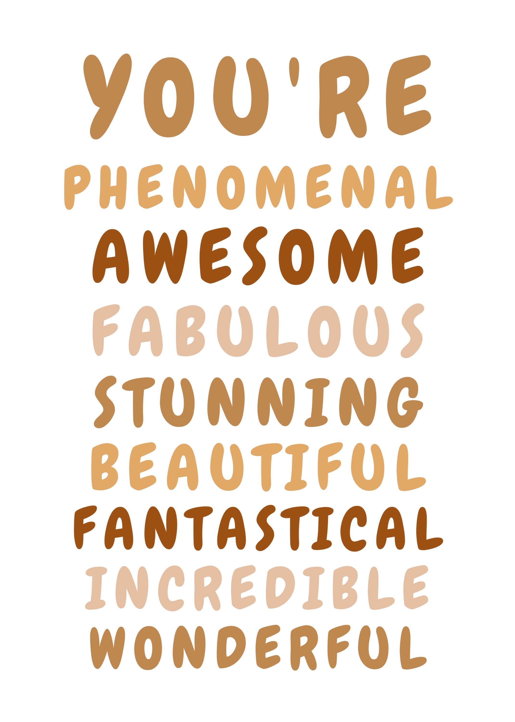 Phenomenal Greeting Card Uplifting Encouragement Card for Women Appreciation