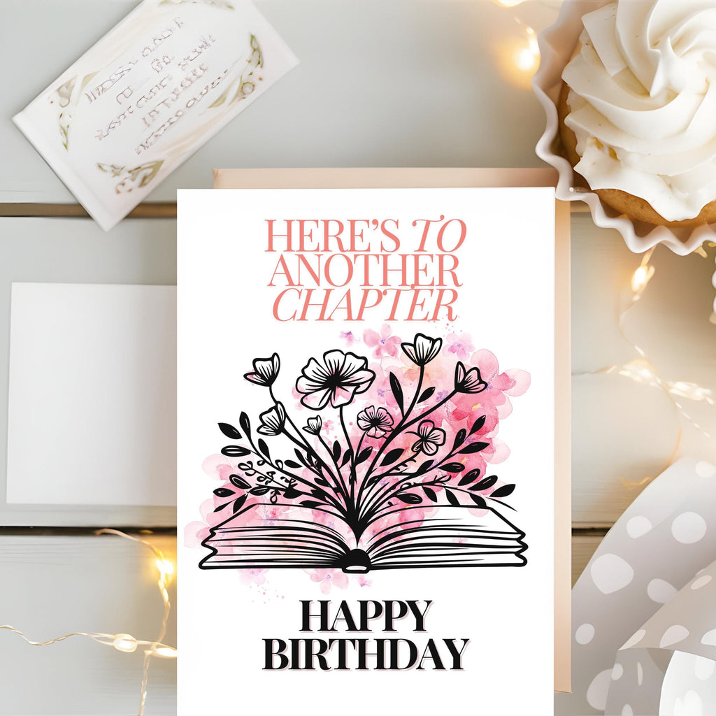 Book Lover Greeting Card Floral Book Themed Birthday Card Unique Literary Birthday Card for Readers Literary Writers Birthday Card
