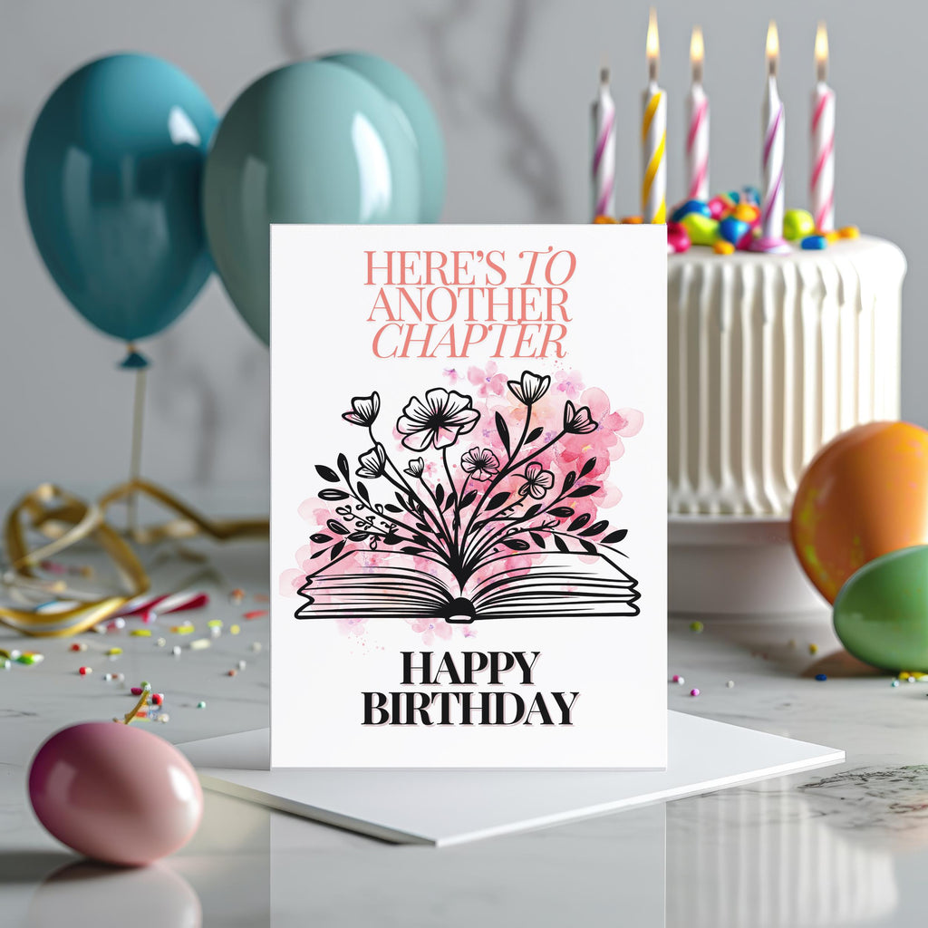 Book Lover Greeting Card Floral Book Themed Birthday Card Unique Literary Birthday Card for Readers Literary Writers Birthday Card