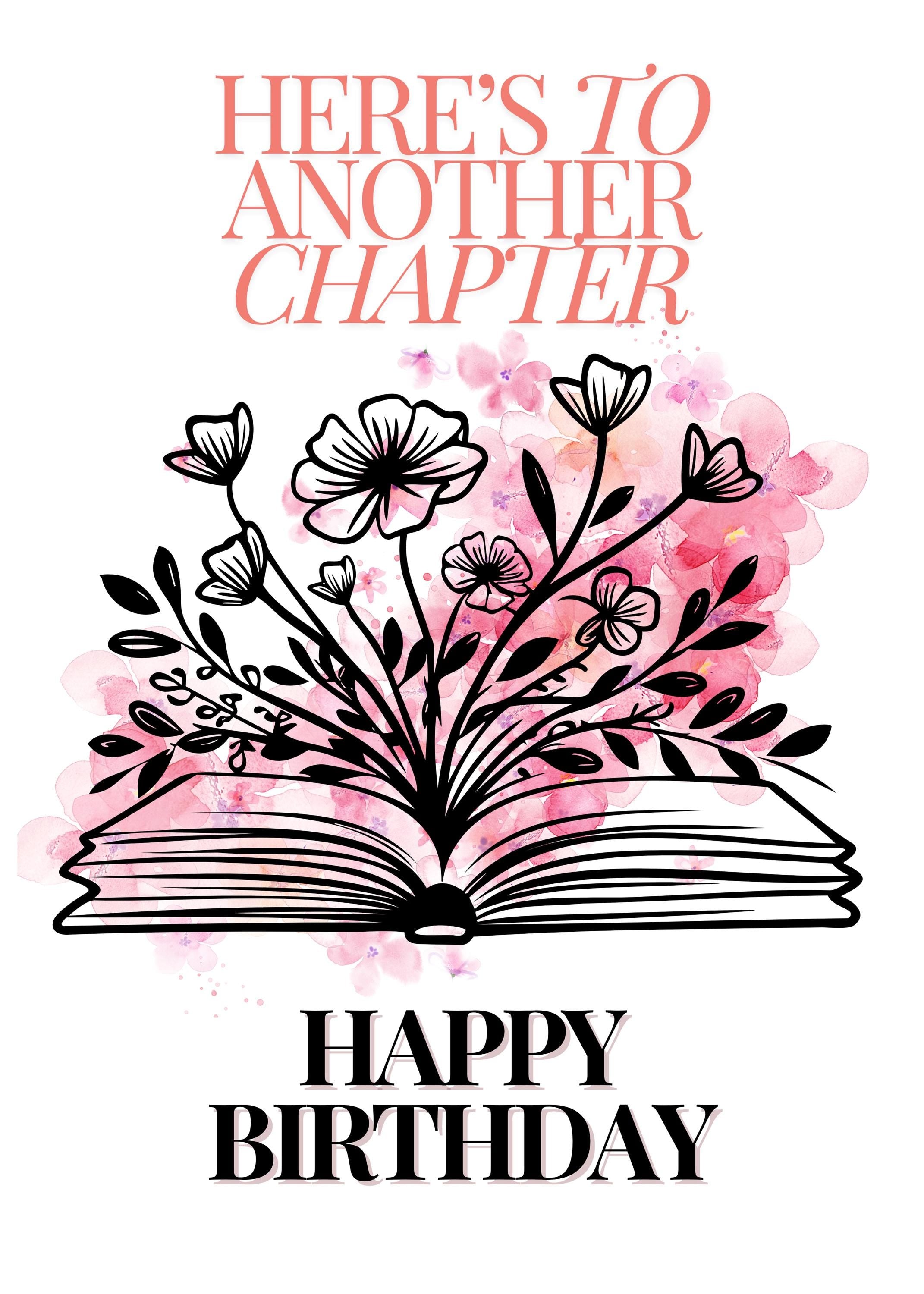 Book Lover Greeting Card Floral Book Themed Birthday Card Unique Literary Birthday Card for Readers Literary Writers Birthday Card