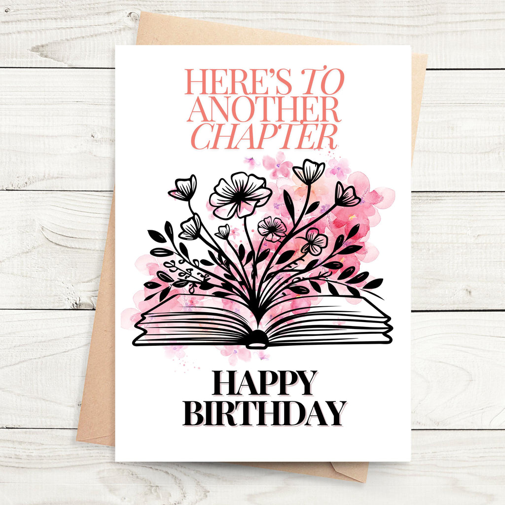 Book Lover Greeting Card Floral Book Themed Birthday Card Unique Literary Birthday Card for Readers Literary Writers Birthday Card