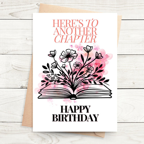 Book Lover Greeting Card Floral Book Themed Birthday Card Unique Literary Birthday Card for Readers Literary Writers Birthday Card