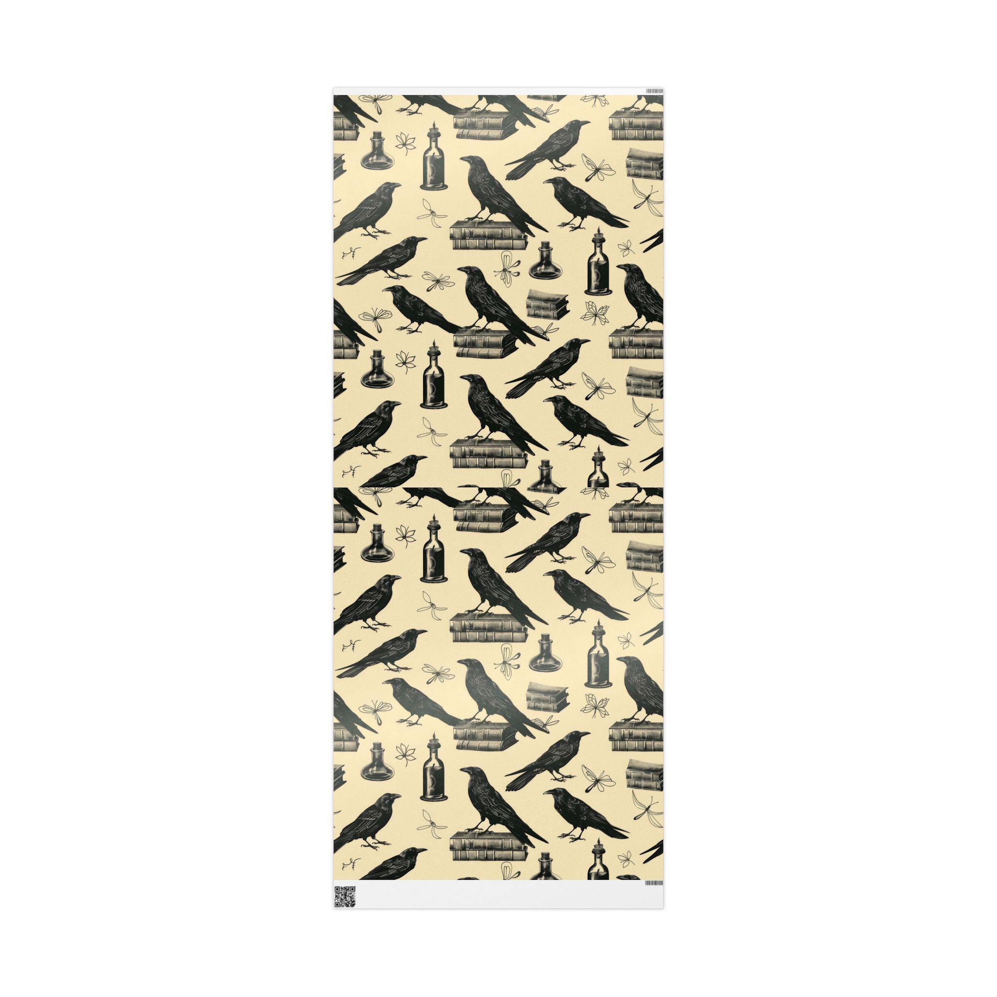 Raven Wrapping Paper Gothic Gift Wrap Edgar Allan Poe Literary Themed