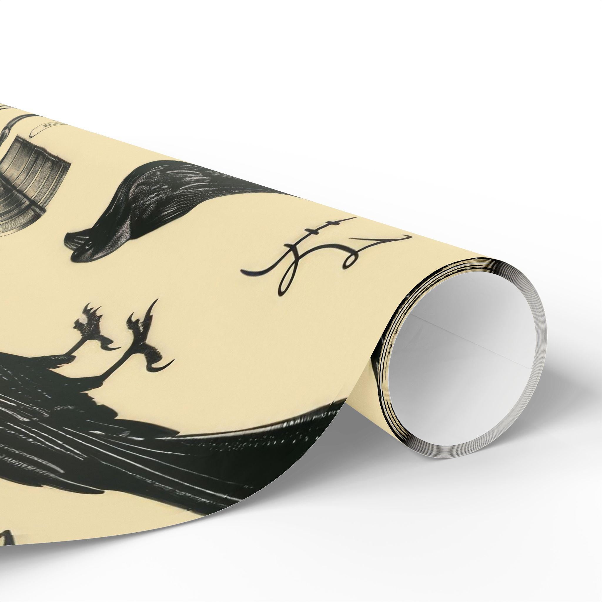 Raven Wrapping Paper Gothic Gift Wrap Edgar Allan Poe Literary Themed