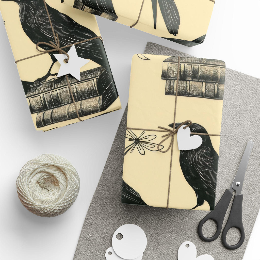Raven Wrapping Paper Gothic Gift Wrap Edgar Allan Poe Literary Themed