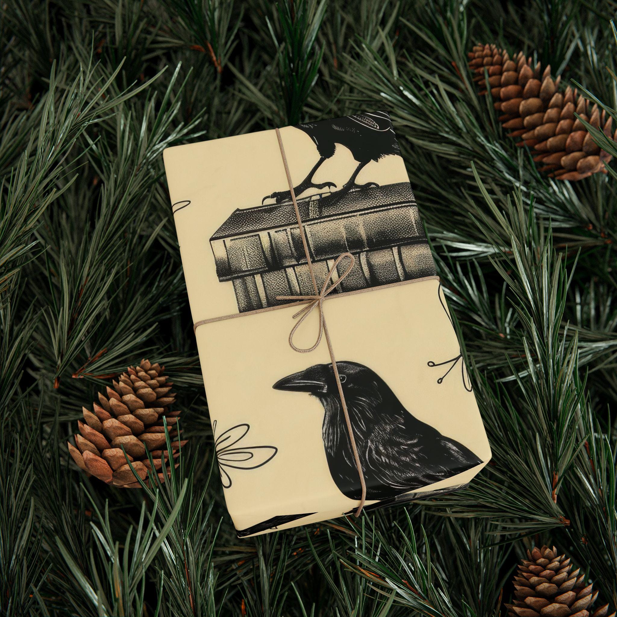 Raven Wrapping Paper Gothic Gift Wrap Edgar Allan Poe Literary Themed