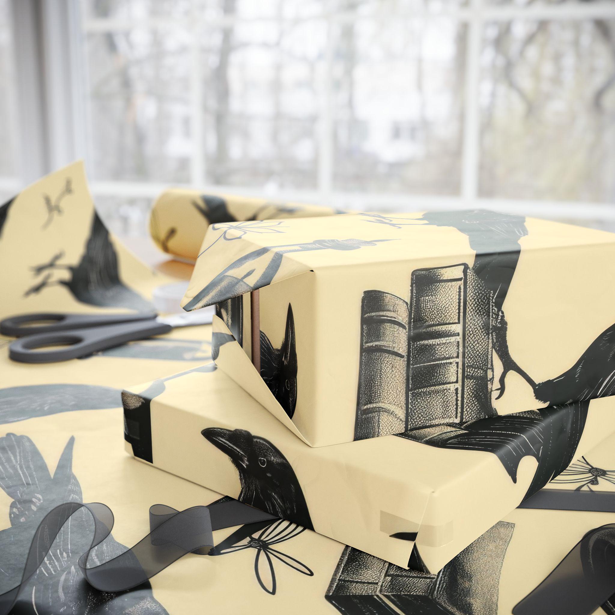 Raven Wrapping Paper Gothic Gift Wrap Edgar Allan Poe Literary Themed