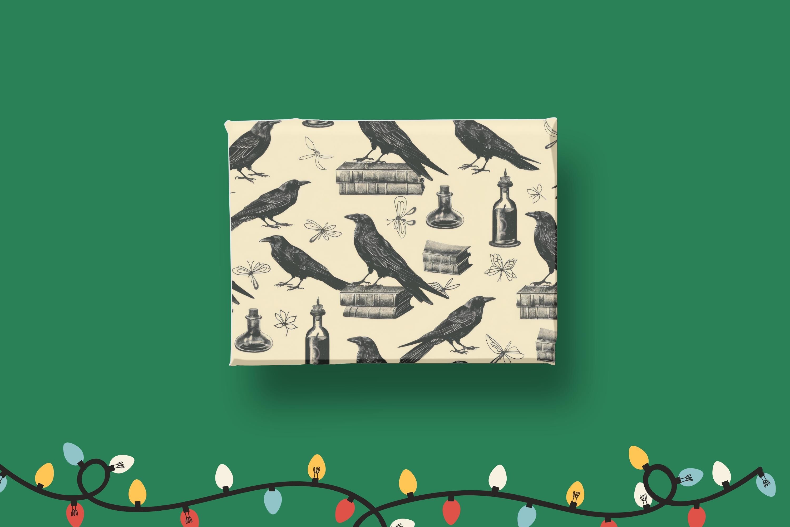 Raven Wrapping Paper Gothic Gift Wrap Edgar Allan Poe Literary Themed