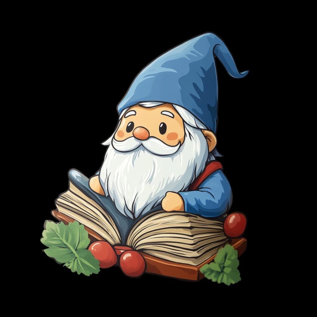 Hand Drawn Gnome Book Lover Sticker Cute Gnome Reading Sticker for Journals Laptops and Water Bottles Fall Themed Gnome Vinyl Sticker