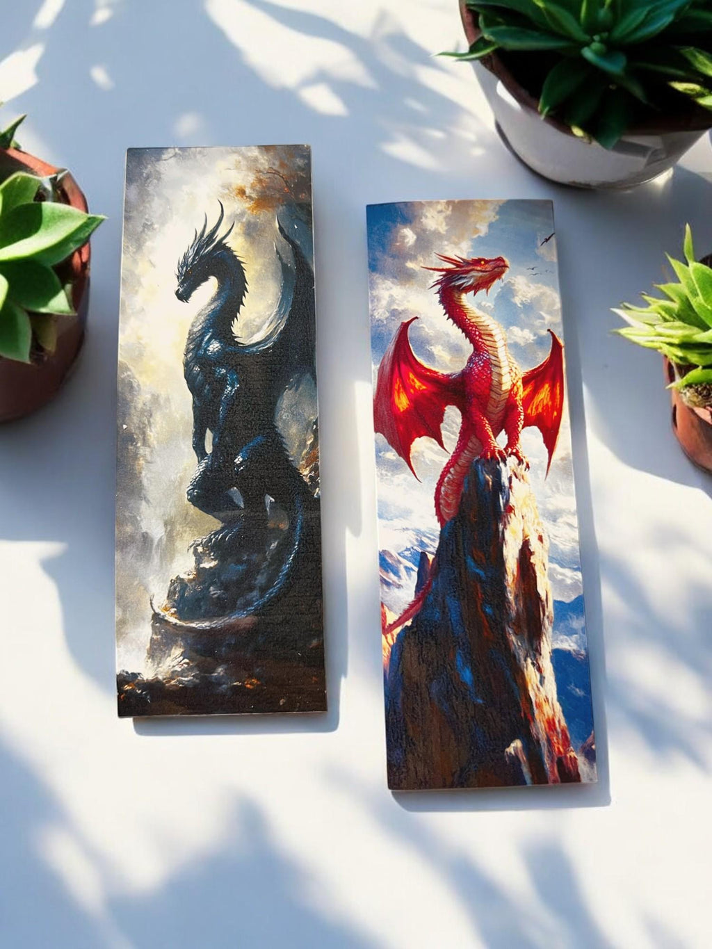 Fantasy Dragon Bookmarks for Readers Black and Red Dragon Bookmarks Cardstock Laminated Options  with Tassel Booktok Gift for Bibliophiles