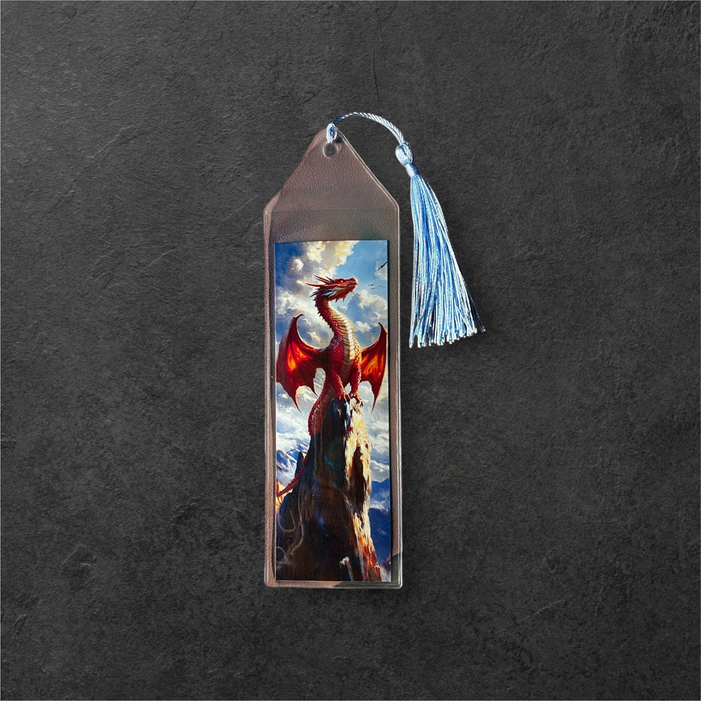 Fantasy Dragon Bookmarks for Readers Black and Red Dragon Bookmarks Cardstock Laminated Options  with Tassel Booktok Gift for Bibliophiles