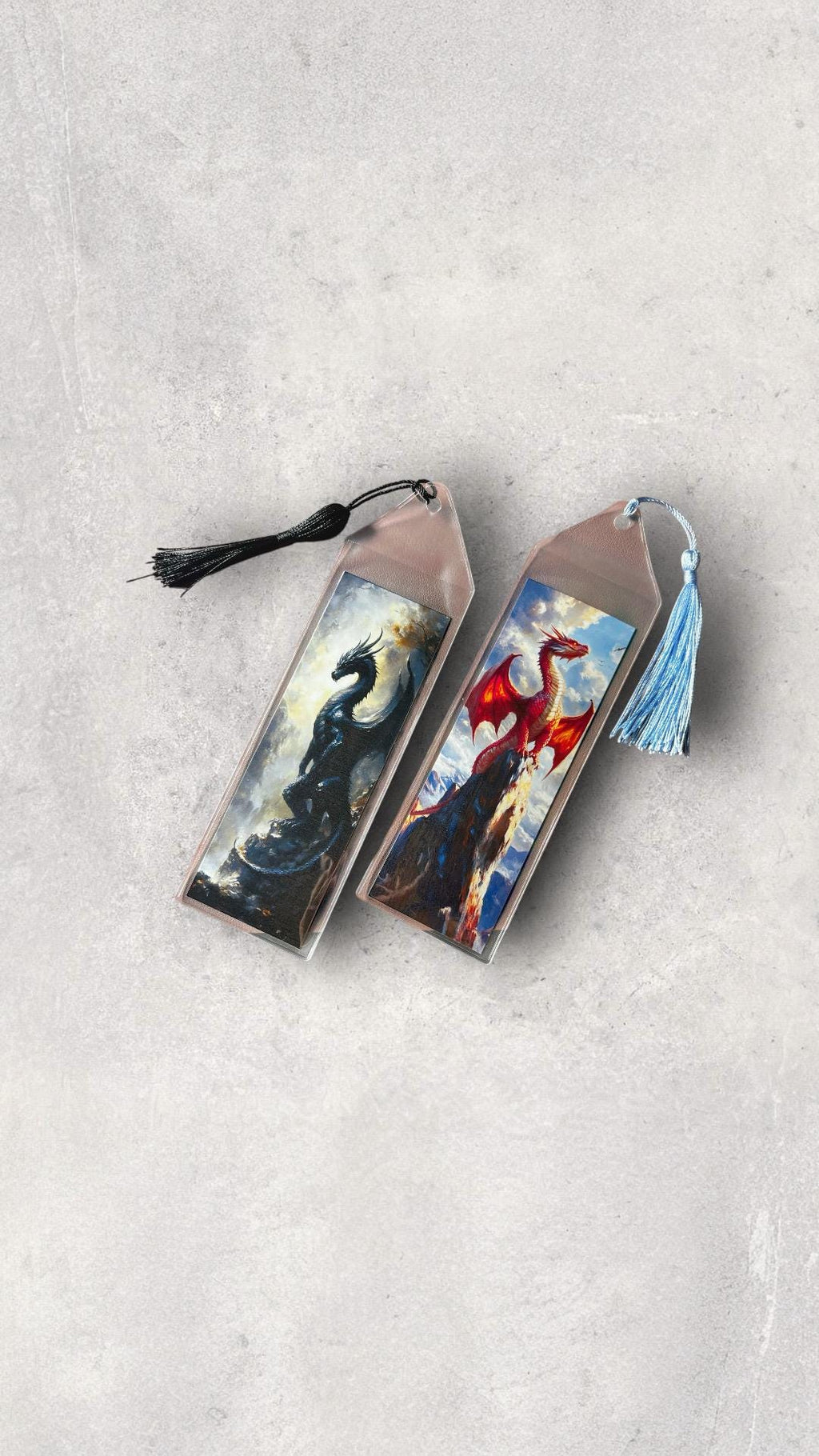 Fantasy Dragon Bookmarks for Readers Black and Red Dragon Bookmarks Cardstock Laminated Options  with Tassel Booktok Gift for Bibliophiles