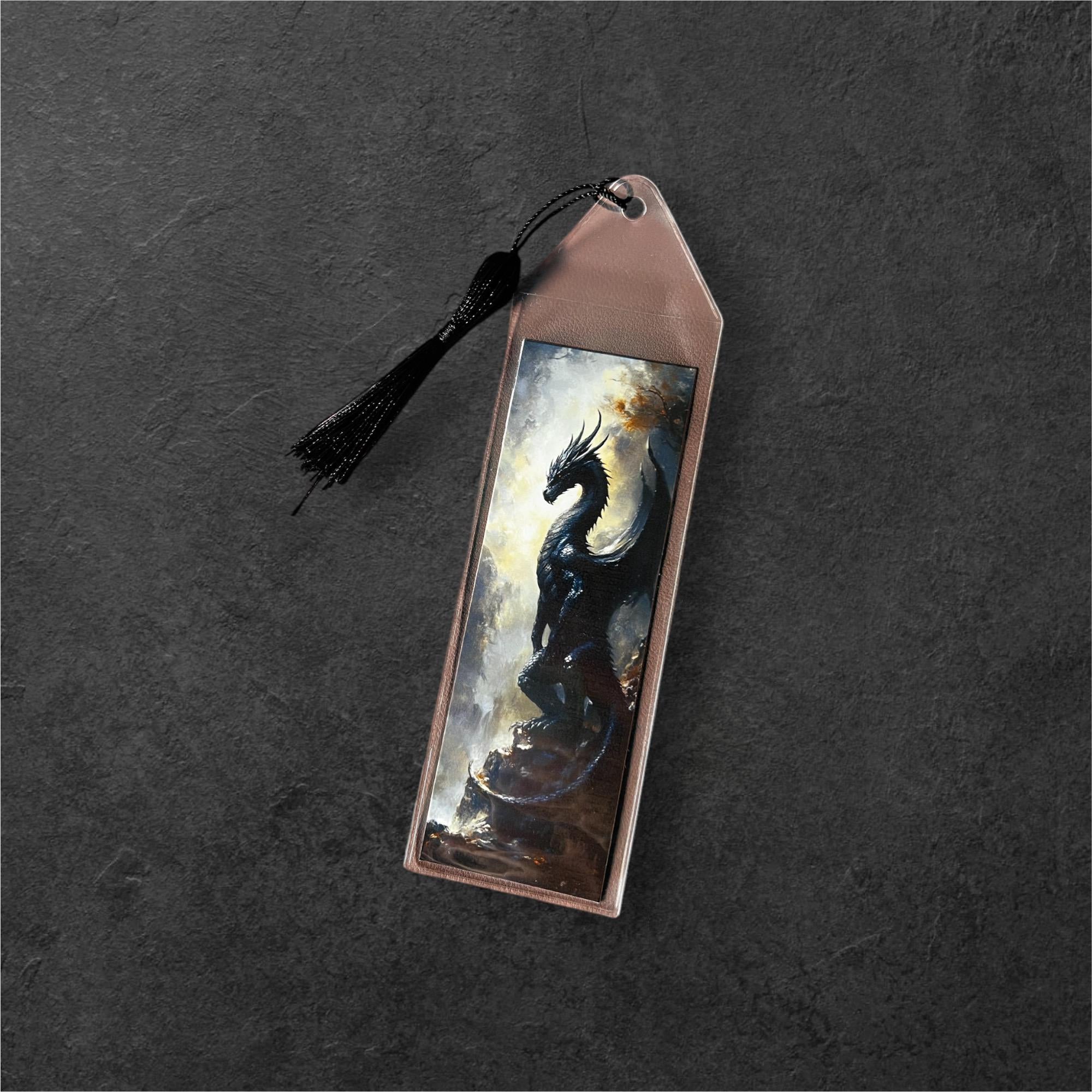 Fantasy Dragon Bookmarks for Readers Black and Red Dragon Bookmarks Cardstock Laminated Options  with Tassel Booktok Gift for Bibliophiles