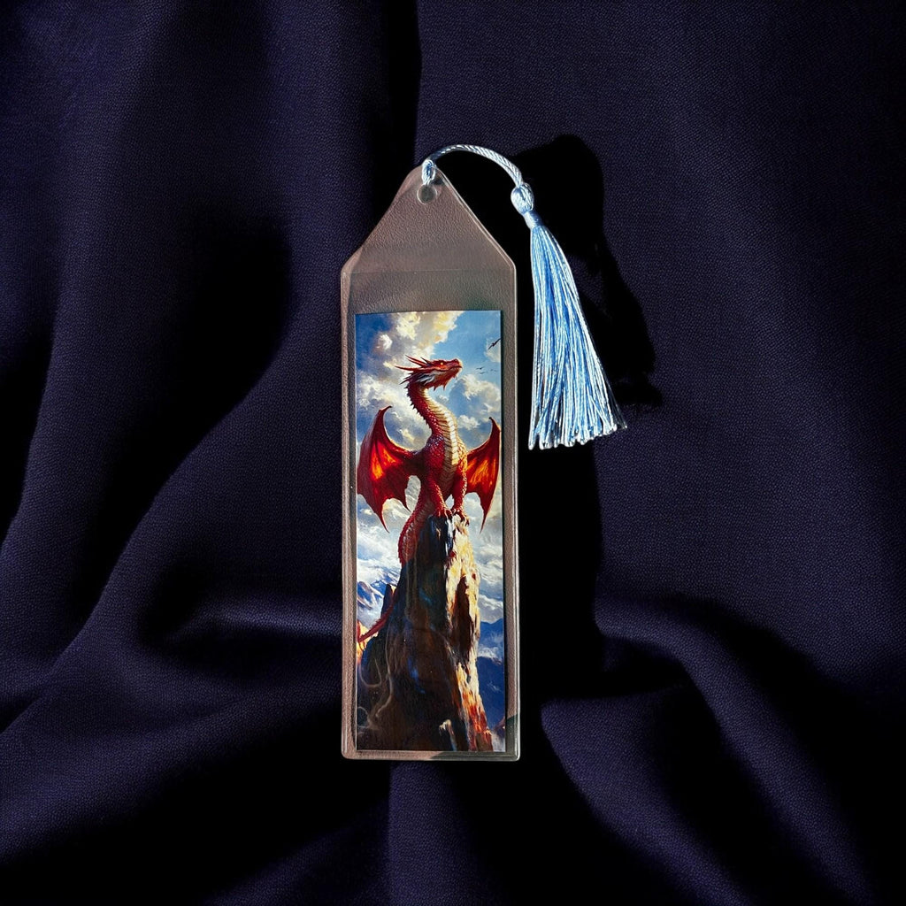 Fantasy Dragon Bookmarks for Readers Black and Red Dragon Bookmarks Cardstock Laminated Options  with Tassel Booktok Gift for Bibliophiles