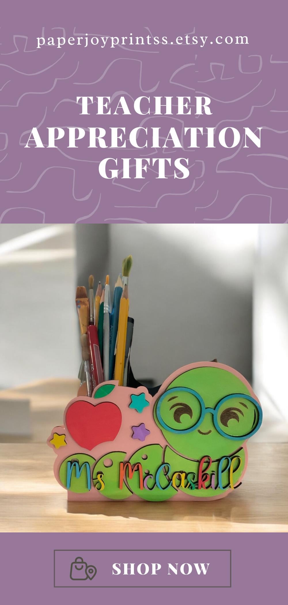 Custom Teacher Pencil Holder Personalized Name Desk Organizer Cute Classroom Gift for Teacher Appreciation Gift for Back To School