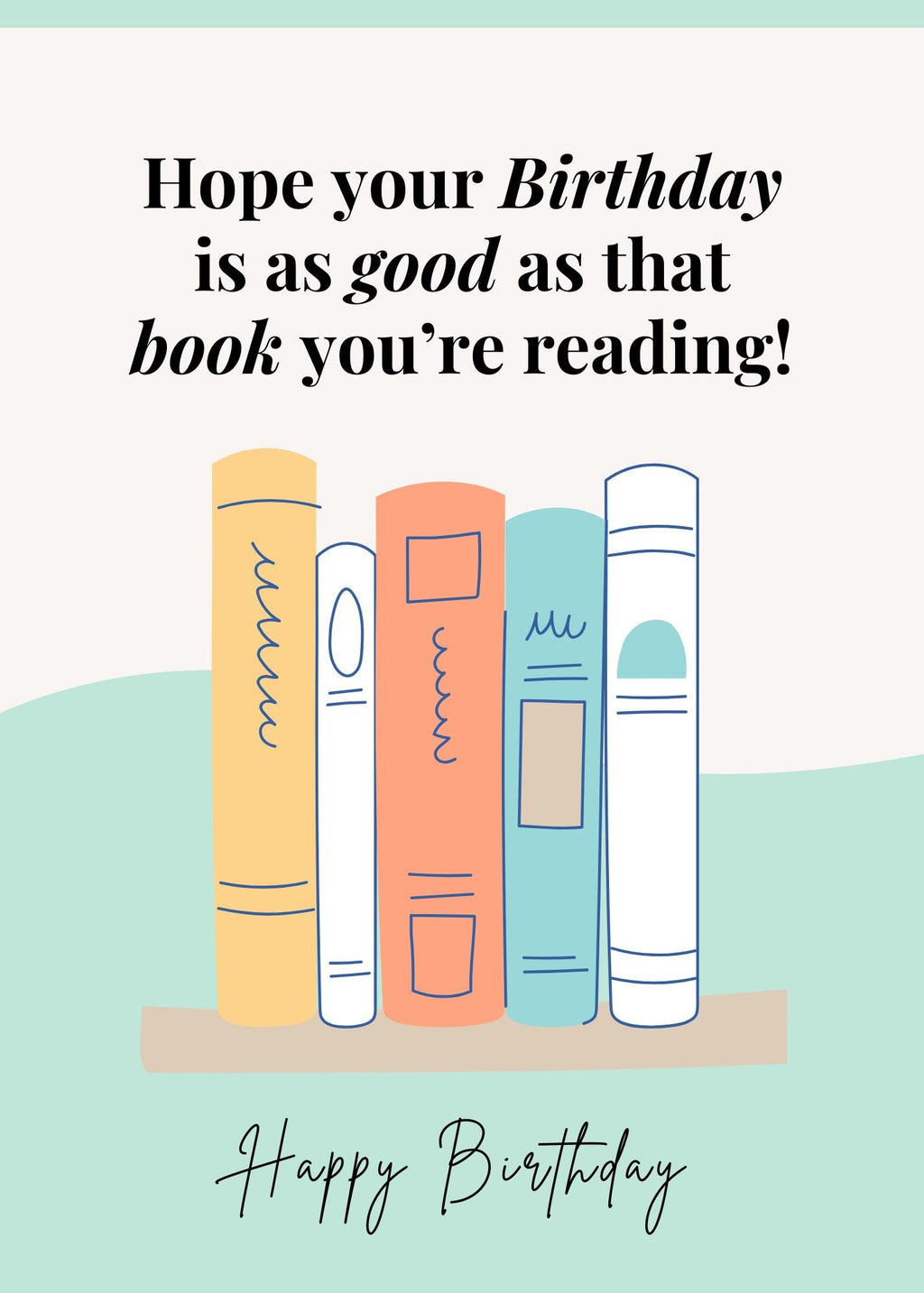 Bookish Birthday Card Literary Birthday Card Book Lover Greeting Card