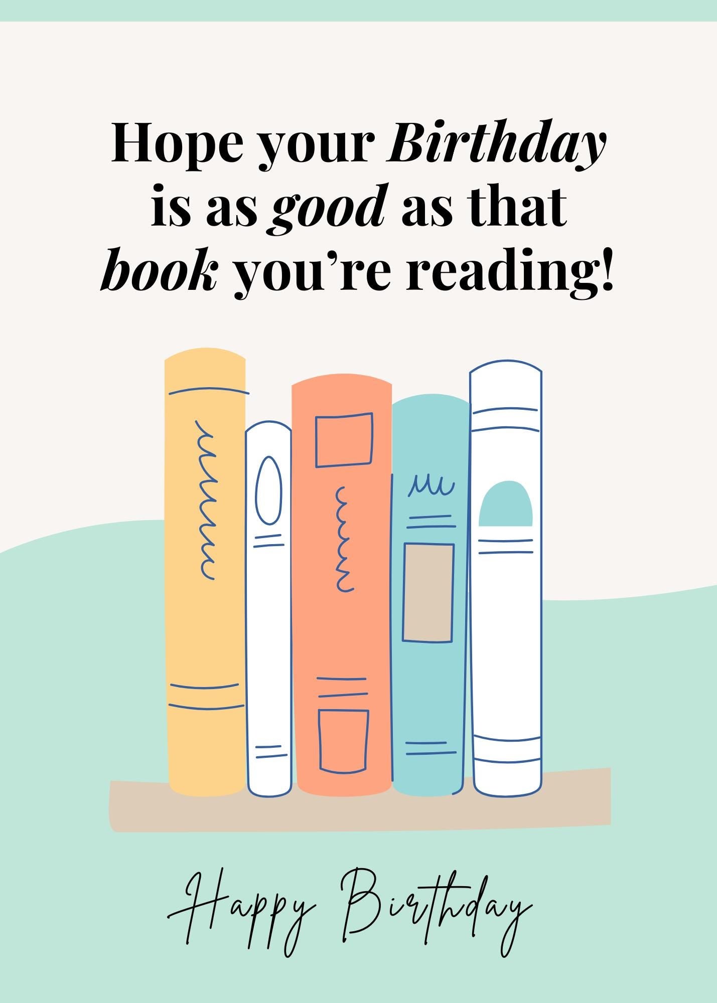 Bookish Birthday Card Literary Birthday Card Book Lover Greeting Card
