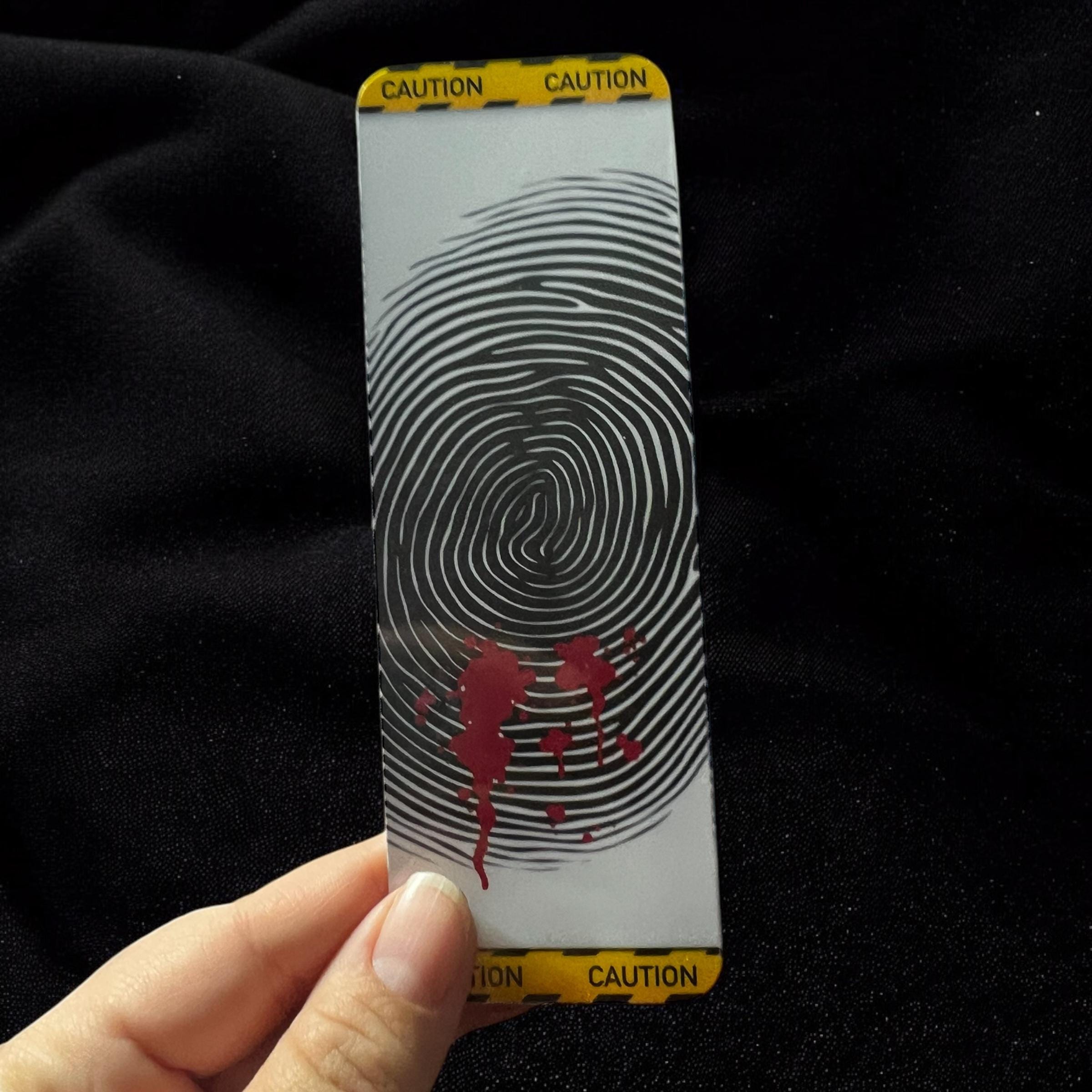 True Crime Charm Bookmark-Fingerprint Blood Splatter