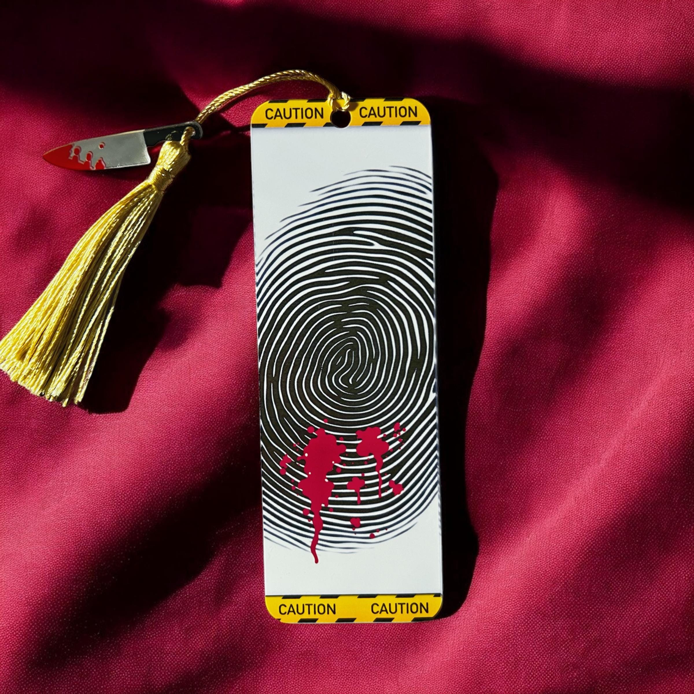 True Crime Charm Bookmark-Fingerprint Blood Splatter