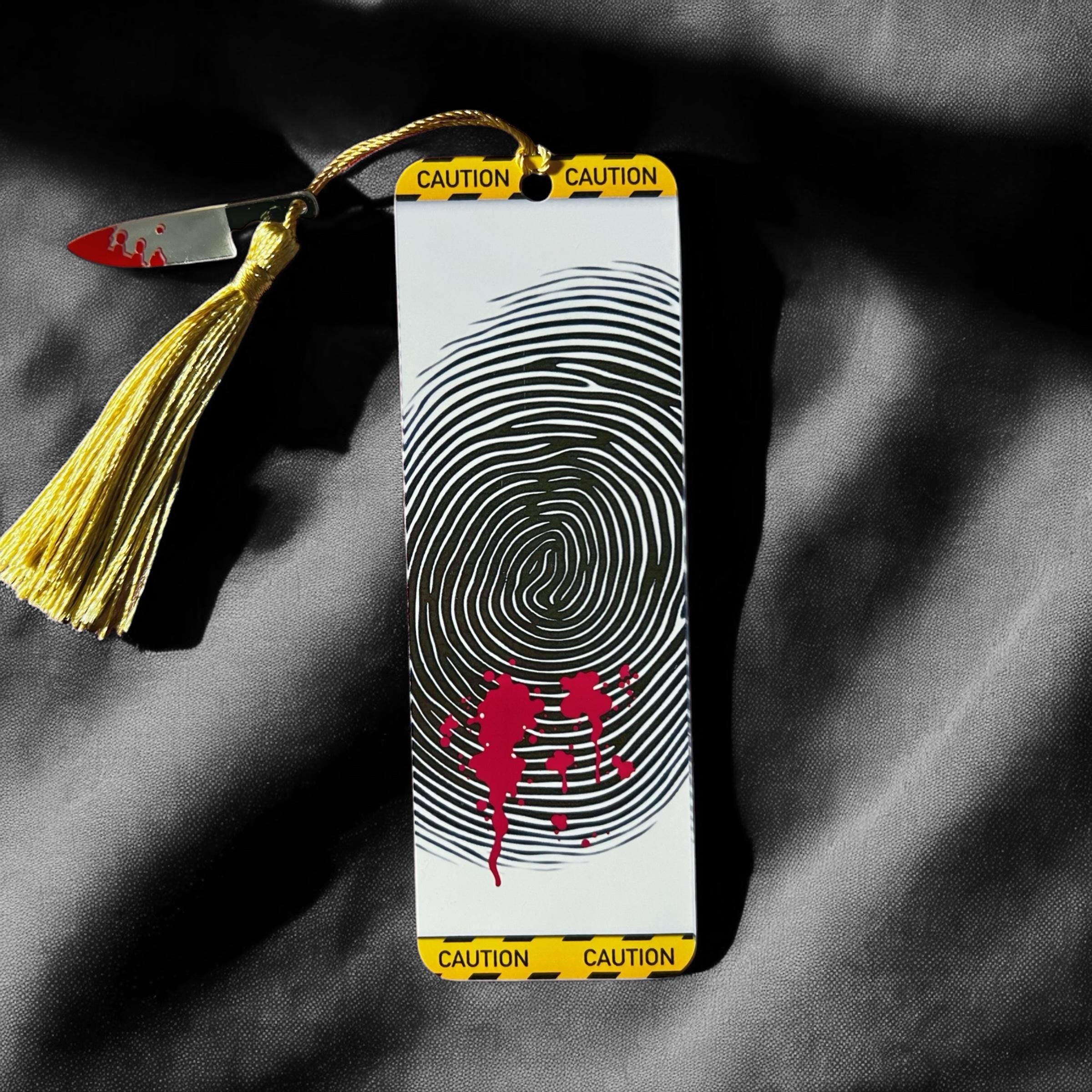 True Crime Charm Bookmark-Fingerprint Blood Splatter