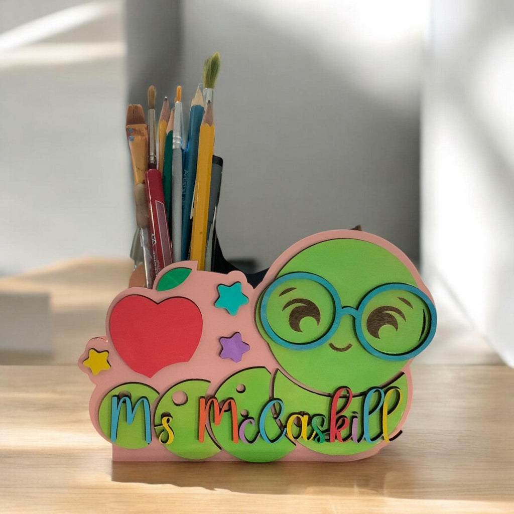 Custom Teacher Pencil Holder Personalized Name Desk Organizer Cute Classroom Gift for Teacher Appreciation Gift for Back To School