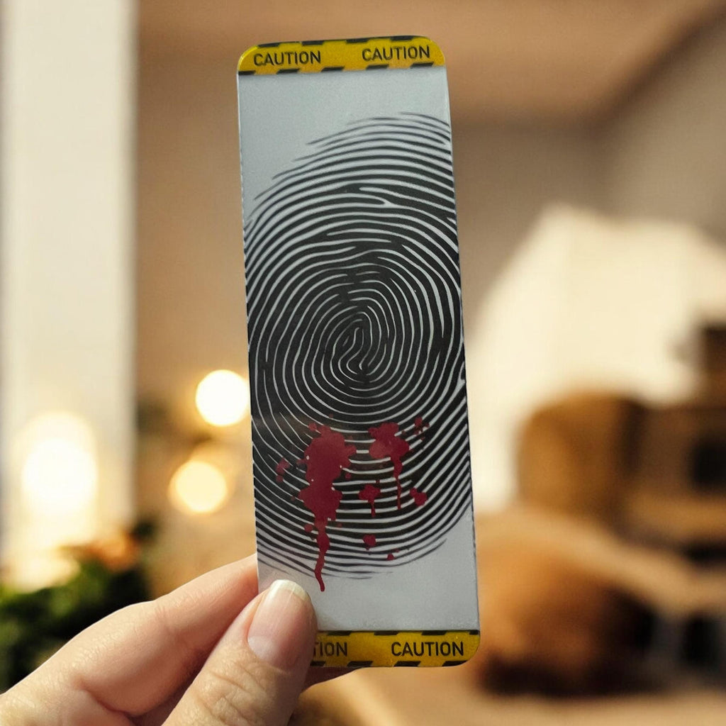 True Crime Charm Bookmark-Fingerprint Blood Splatter