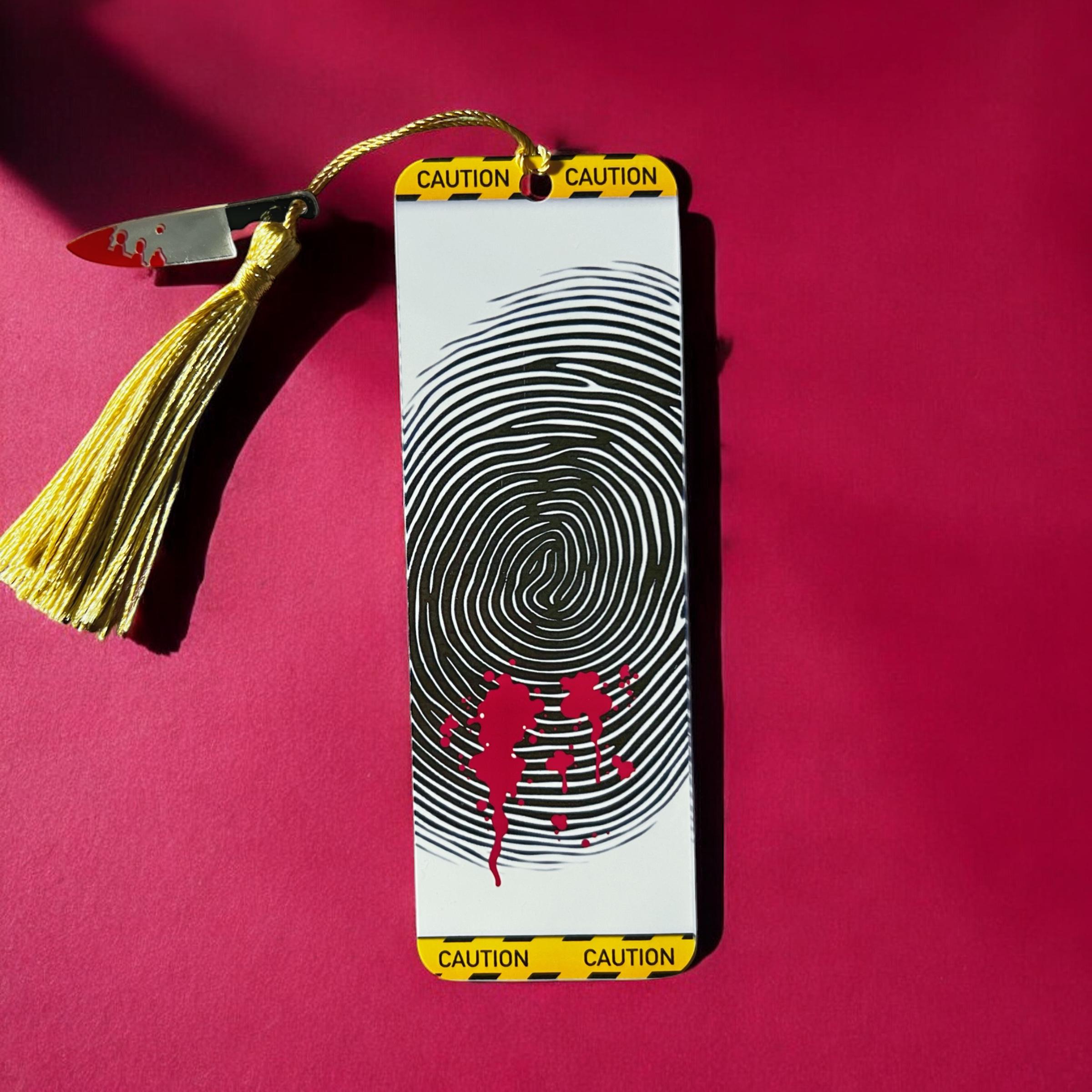 True Crime Charm Bookmark-Fingerprint Blood Splatter