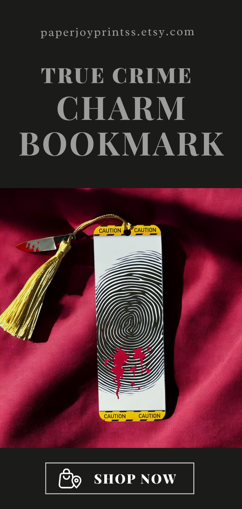 True Crime Charm Bookmark-Fingerprint Blood Splatter
