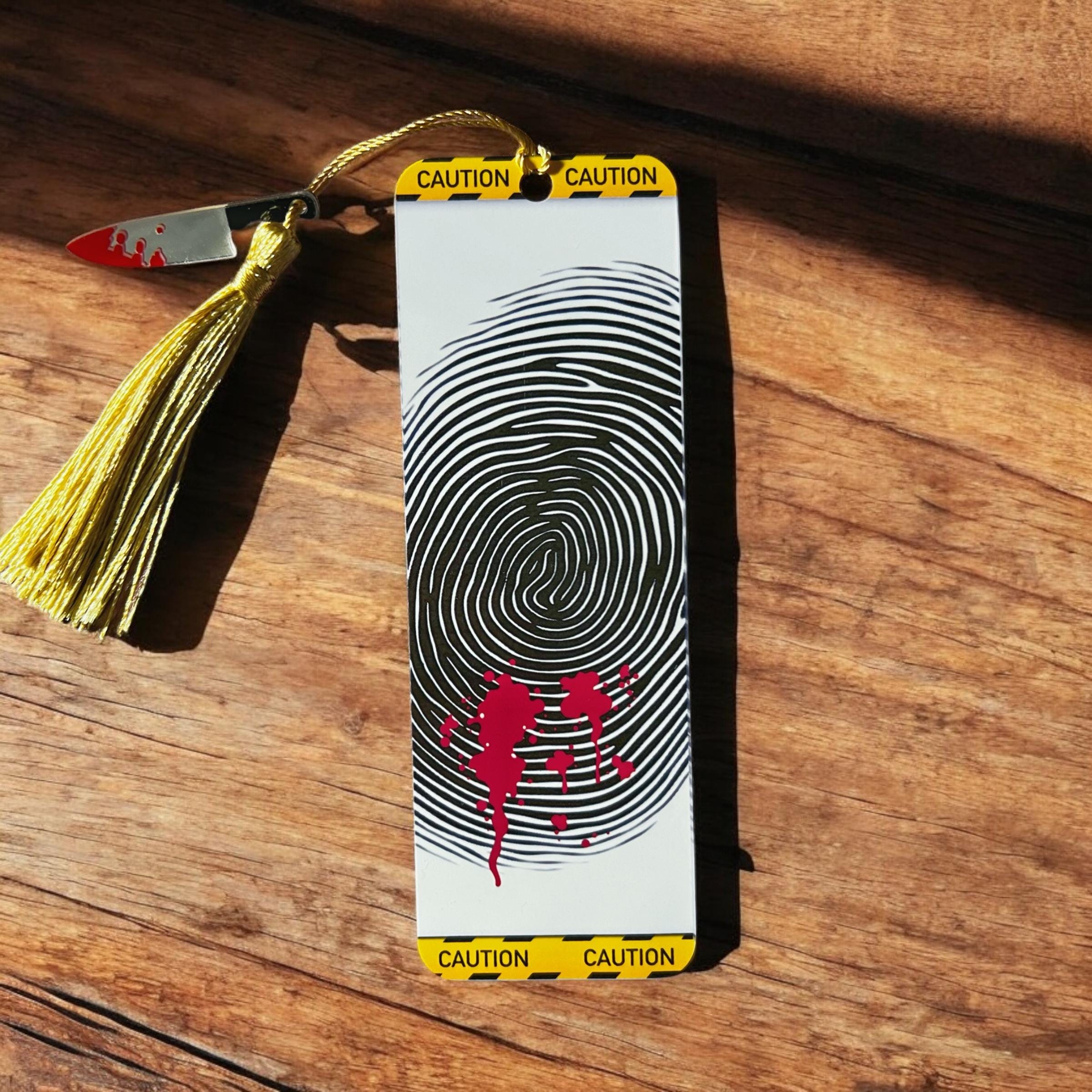 True Crime Charm Bookmark-Fingerprint Blood Splatter