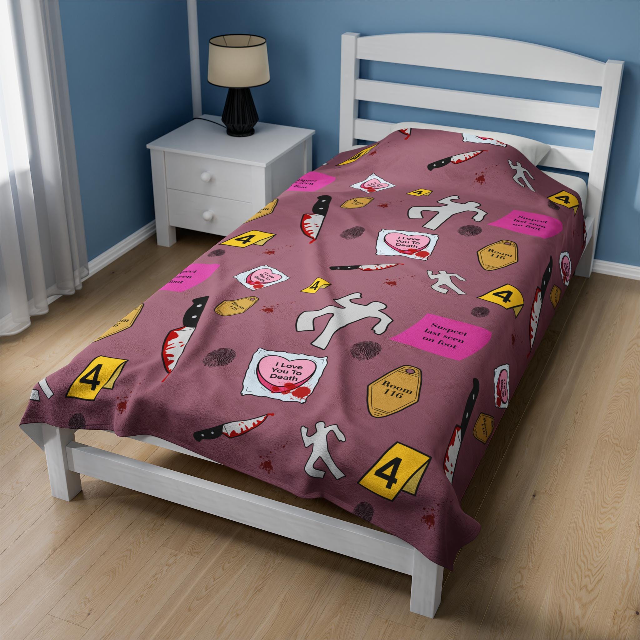 True Crime Blanket Murder Mystery Crime Themed Cozy Bookish Reading Blanket