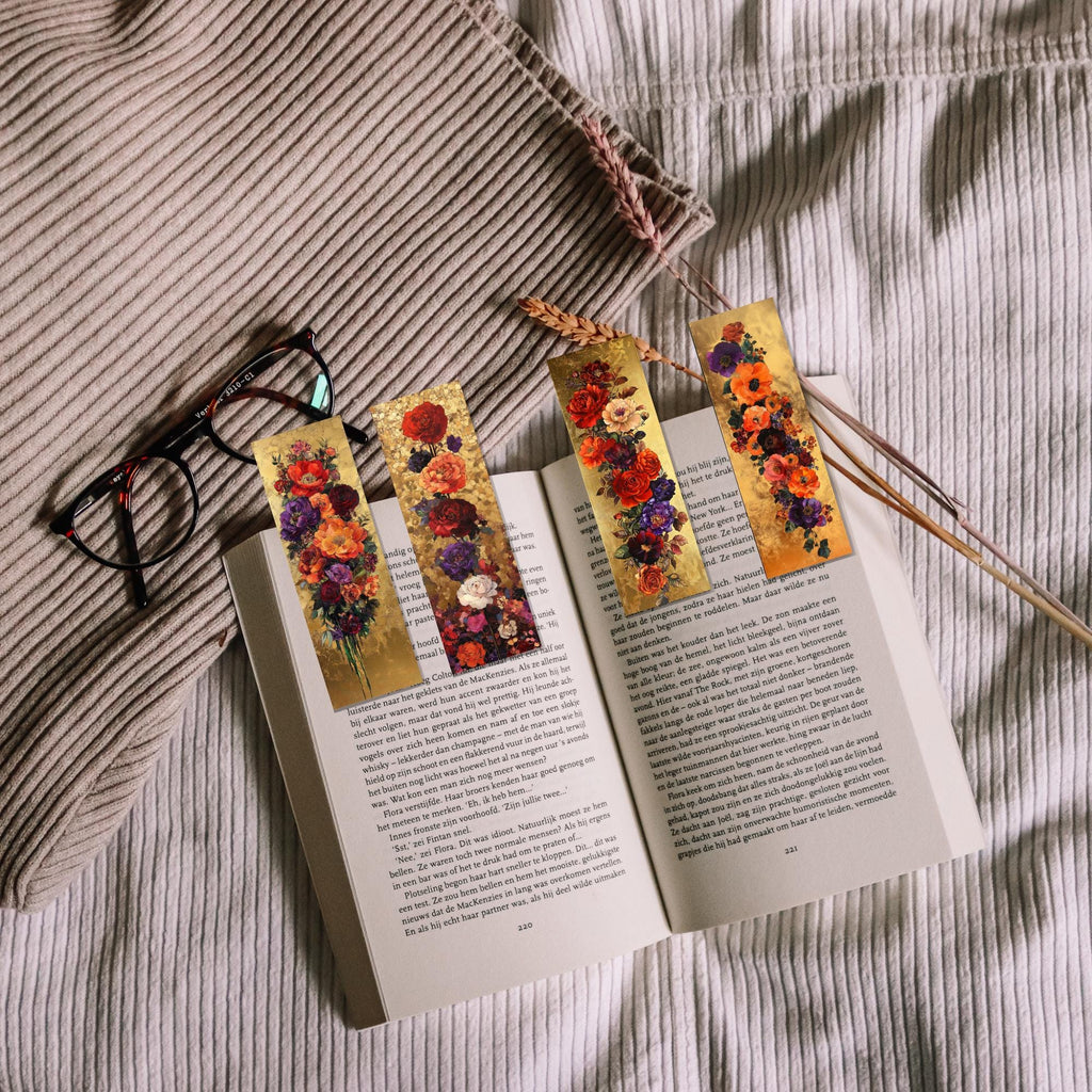 Floral Gold Bookmark: Vintage Botanical Art, Elegant Reader Gift