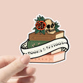 Books & Tattoos Sticker Vintage Tattoo Inspired Bookish Sticker Skull and Book Aesthetic Water Resistant Vinyl Kindle Sticker Tattoo Art