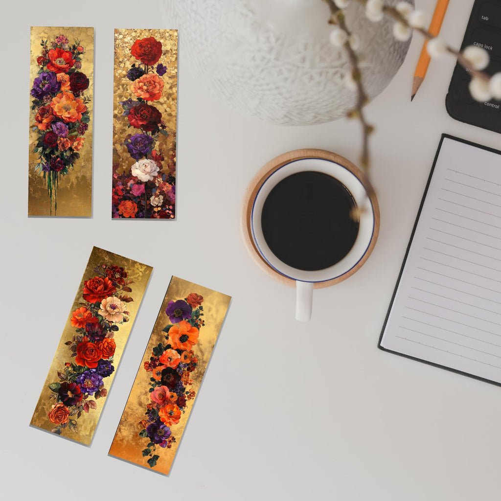 Floral Gold Bookmark: Vintage Botanical Art, Elegant Reader Gift