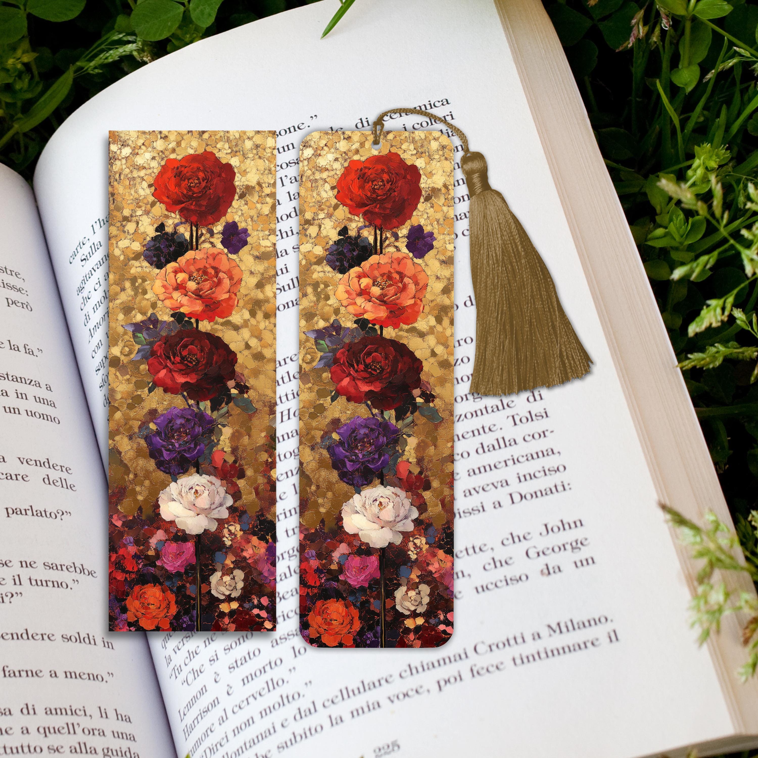 Floral Gold Bookmark: Vintage Botanical Art, Elegant Reader Gift